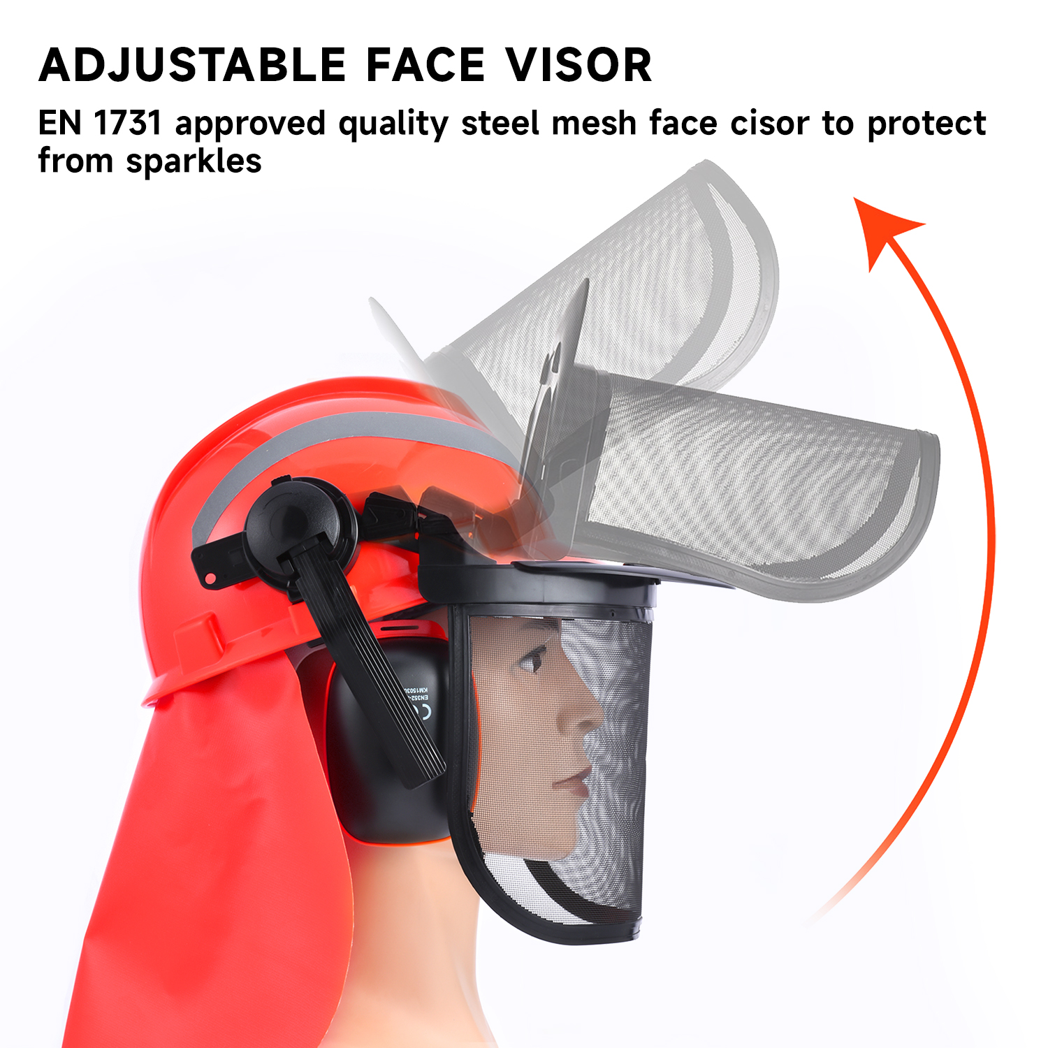 Casques de sécurité et bouclier facial et oreilles M-5009 Red