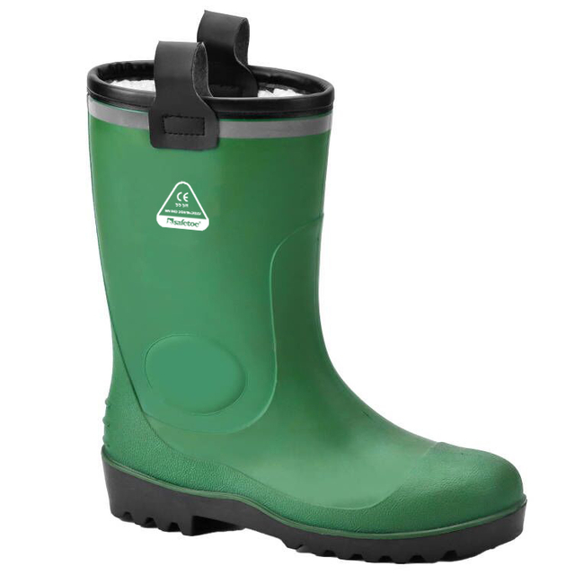 Bottes de pluie de doublure en fourrure W-6037 Green Low