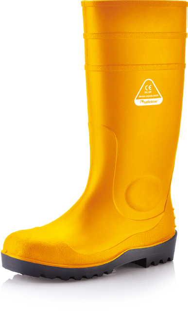 Bottes de pluie robustes à bout en acier W-6037 jaune