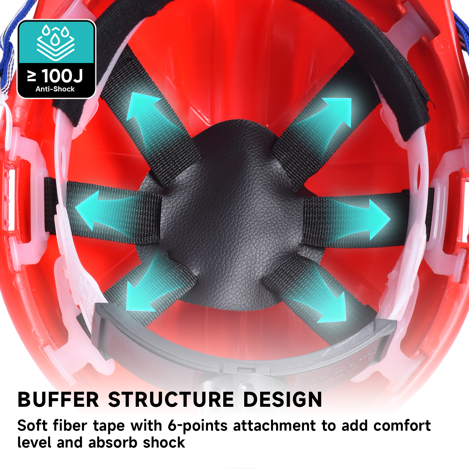 Casque de sécurité rouge pour la construction W-036