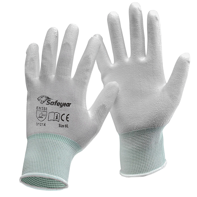 Gants de travail de sécurité enduits de PU PN8003 Blanc