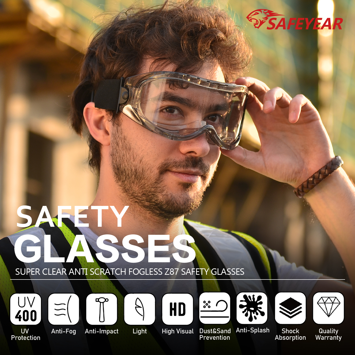 Les surglasses de haute qualité sont des lunettes de sécurité claires SG007 