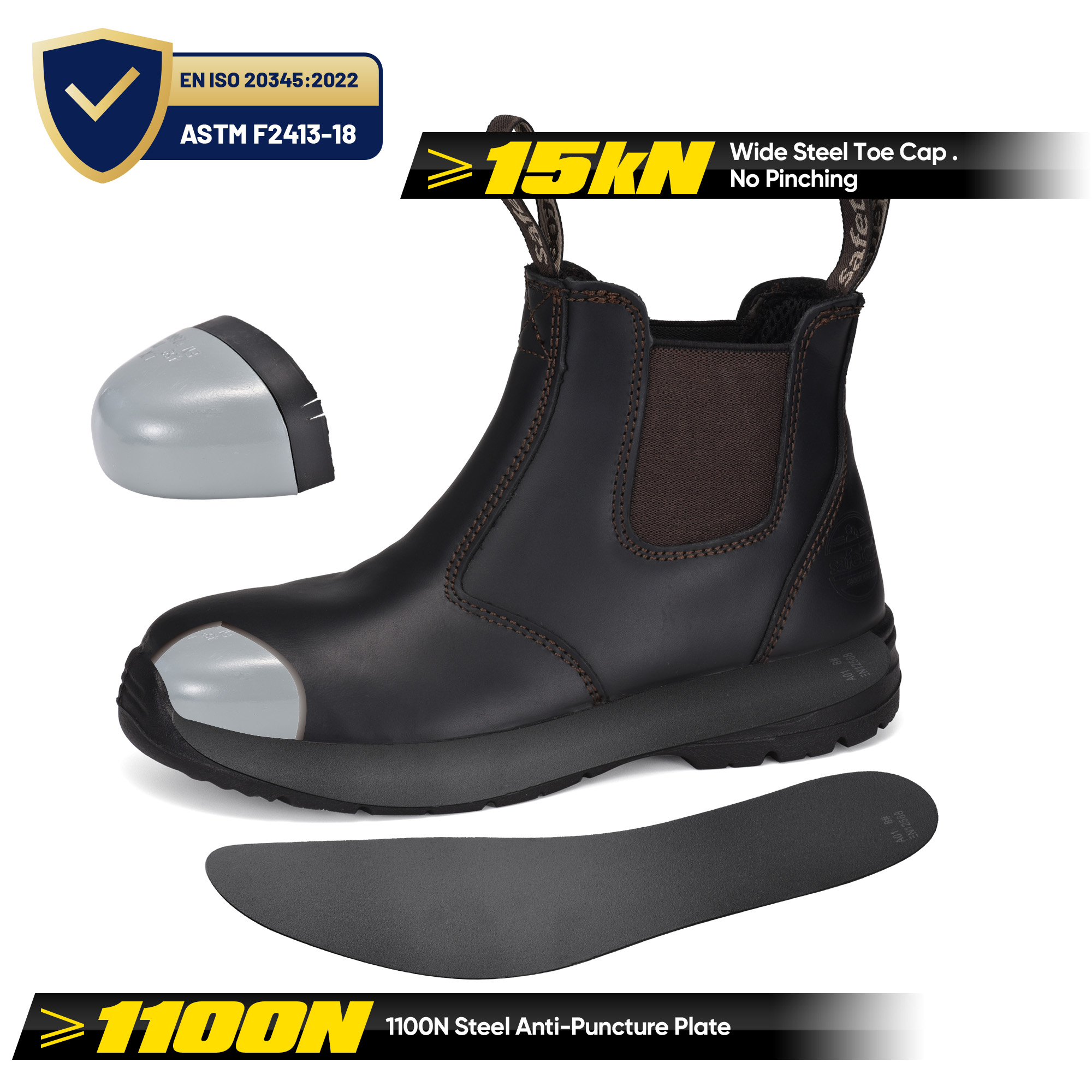Chaussures de travail sans glissement pour femmes meilleures orteils en acier traction sur les bottes de travail des femmes M-8025W