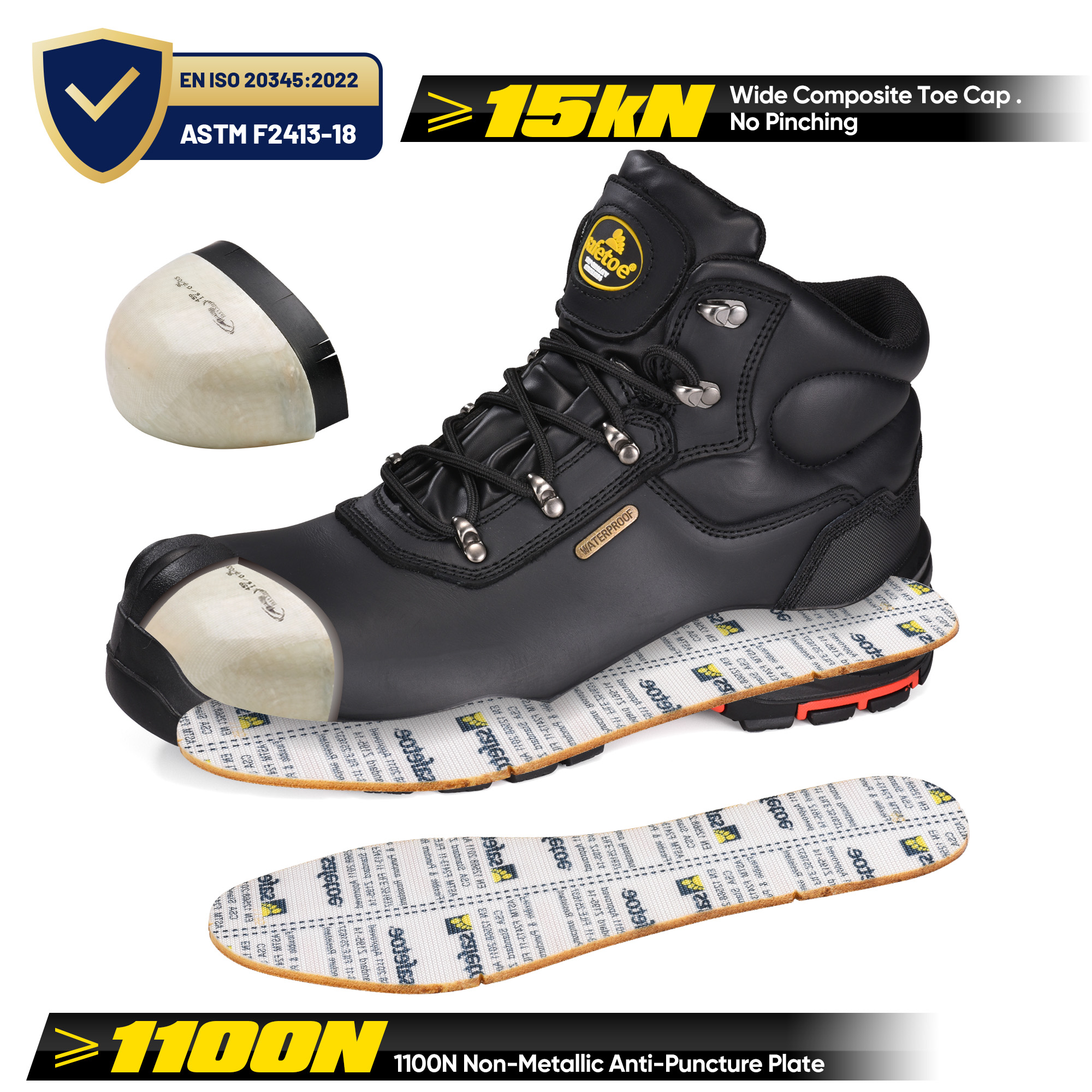 Bottes résistantes chimiques Bottes de travail de membrane avec orteil composite - M-8565