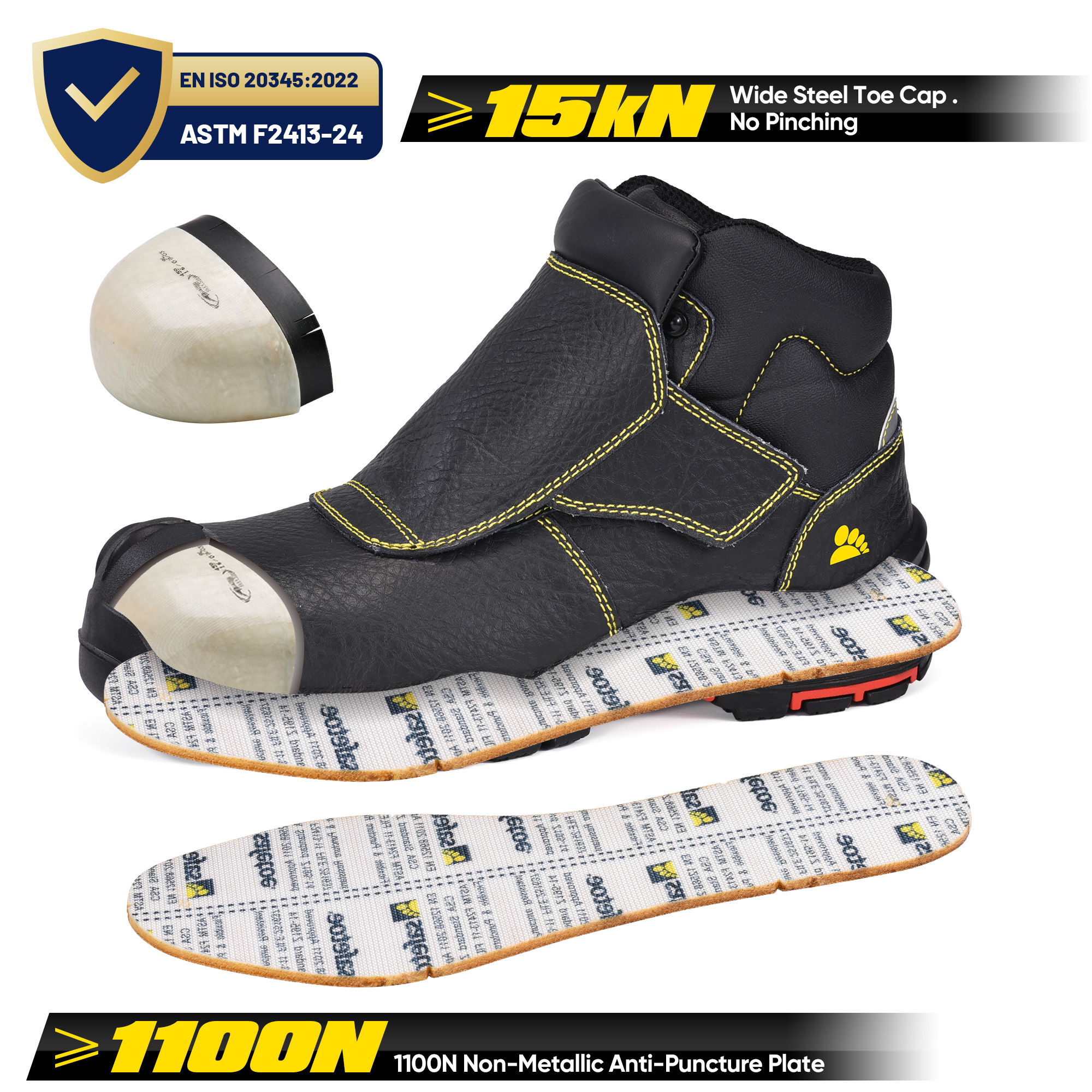 Vortigard ™ non métallique Composite Toecap Safety Work Boths Souding Boots pour les travailleurs du soudeur M-8387