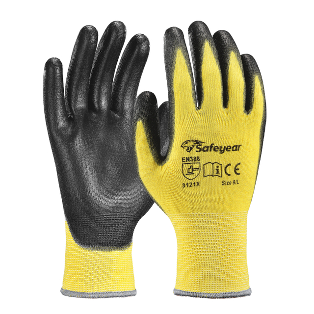 Gants de travail lourds en revêtement PU PN8003 Jaune