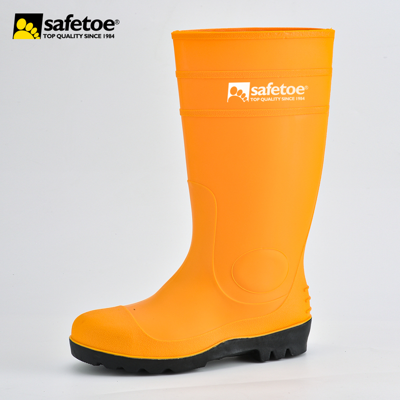 Bottes de pluie robustes à bout en acier W-6037 jaune