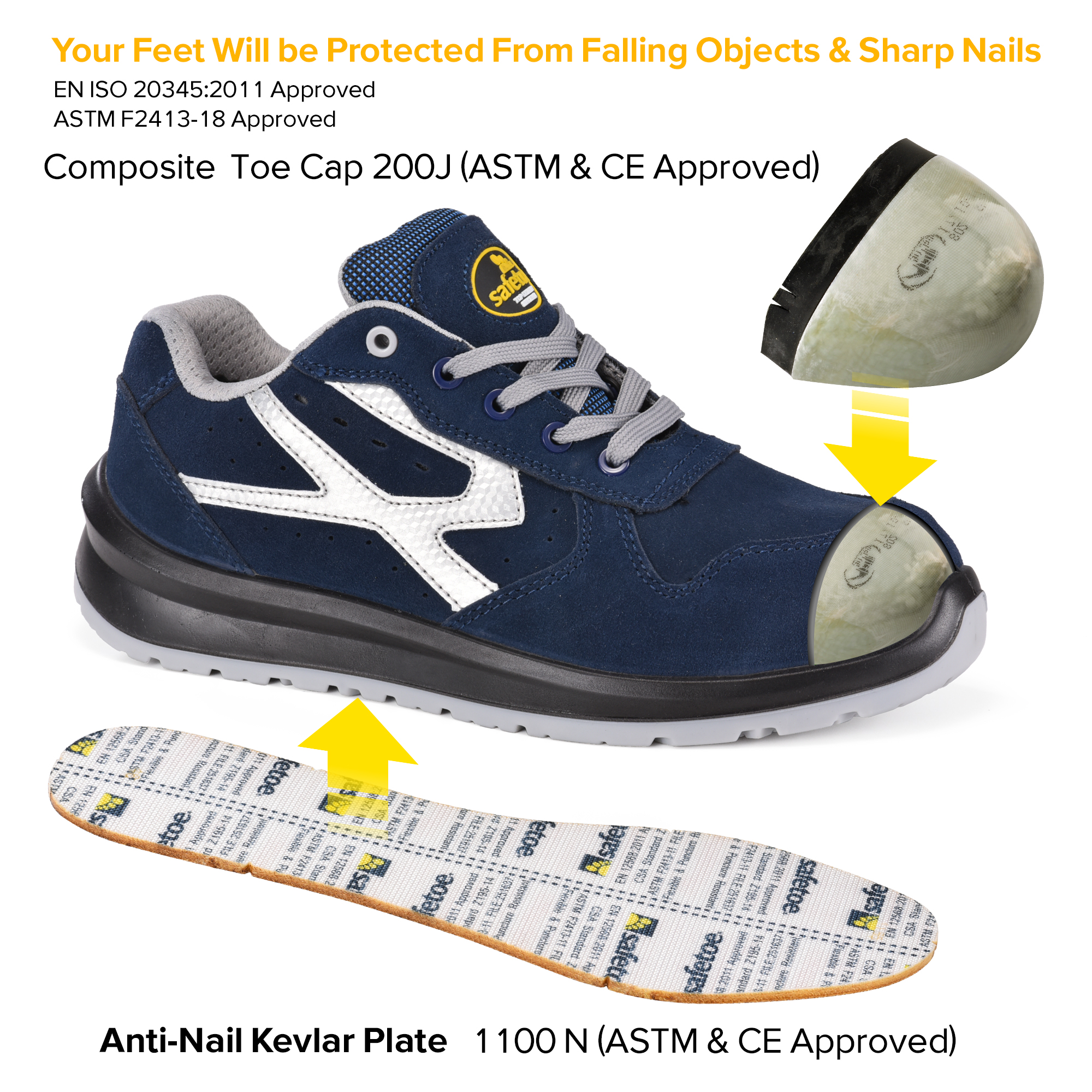 L-7328-composite toe safety shoes kevlar shoes Chaussures de sécurité à bout composite L-7328, chaussures en kevlar