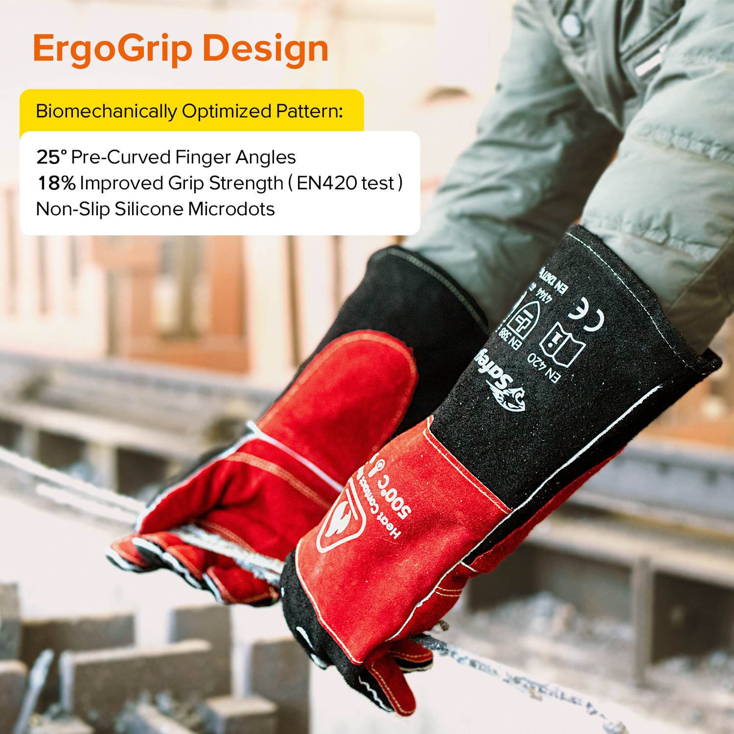 Gants de soudage en cuir pour MIG/TIG | Protection thermique (EN 407) FL-1023