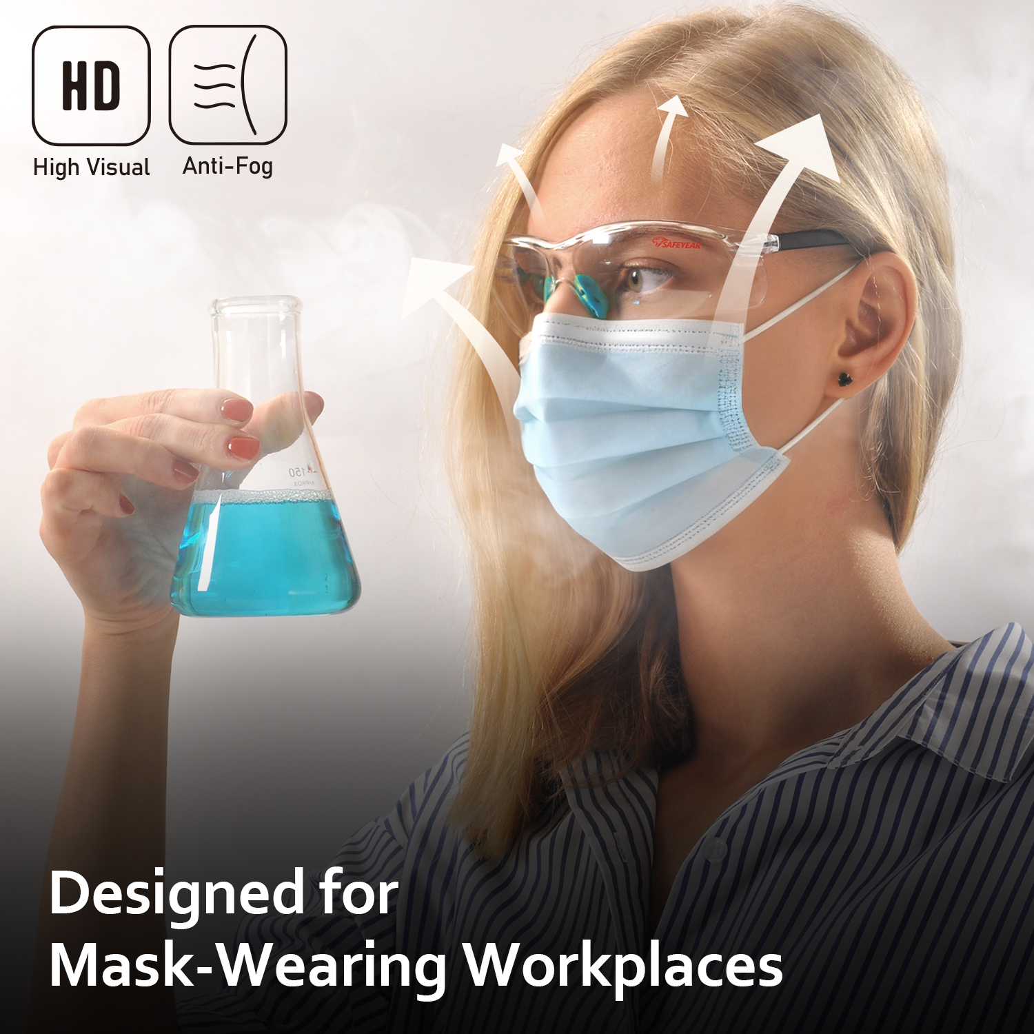 Lunettes de sécurité CE EN166 UV400 Lunettes de travail protectrices SG003 Bleu