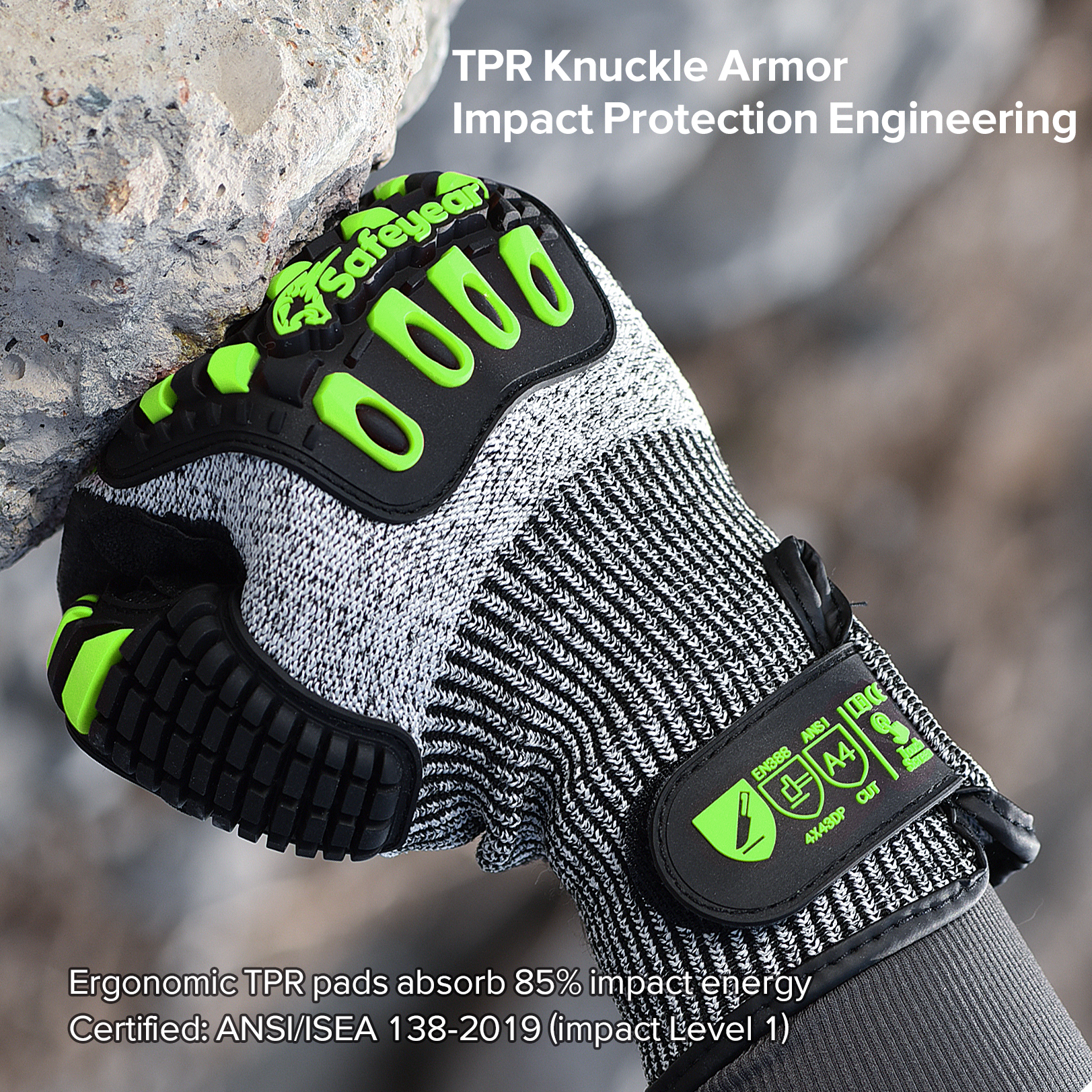 Gants de niveau de coupe HDPE Gants de protection TPR9004 vert