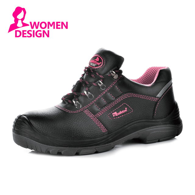 Chaussures de travail à bout en acier mignonnes et confortables à lacets noires pour femmes