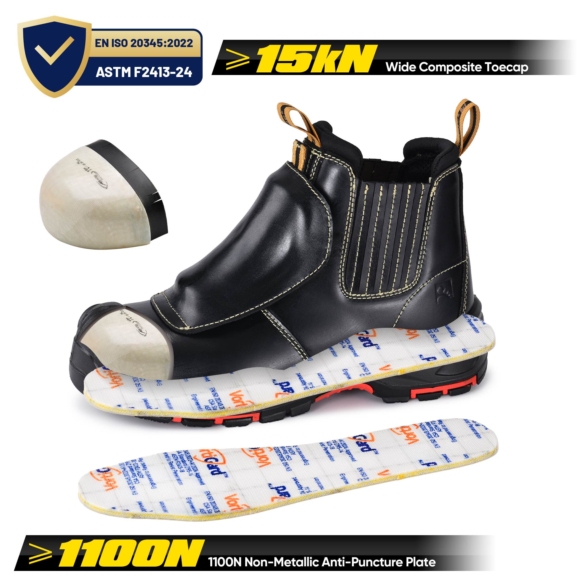 Bottes de travail de soudage Bottes de sécurité minières Sans métal | M-8025NBK MP