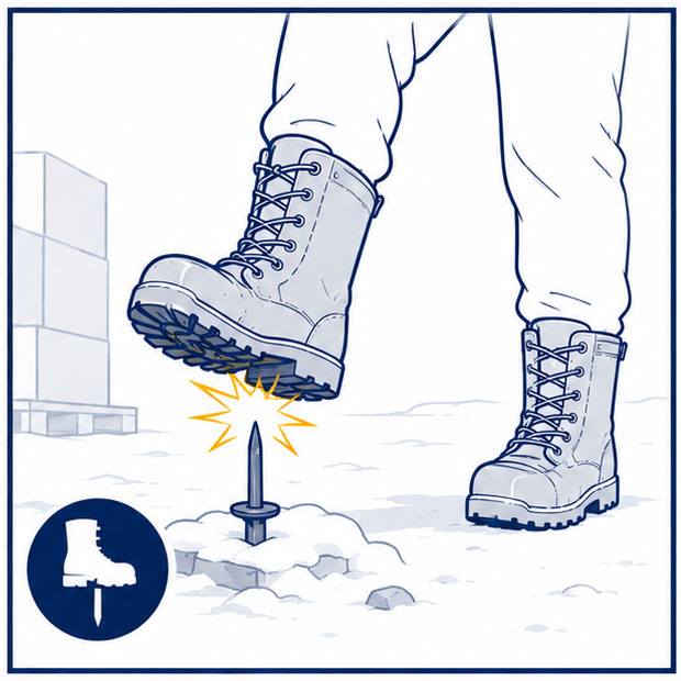 Risques de perforation sur les lieux de travail en hiver