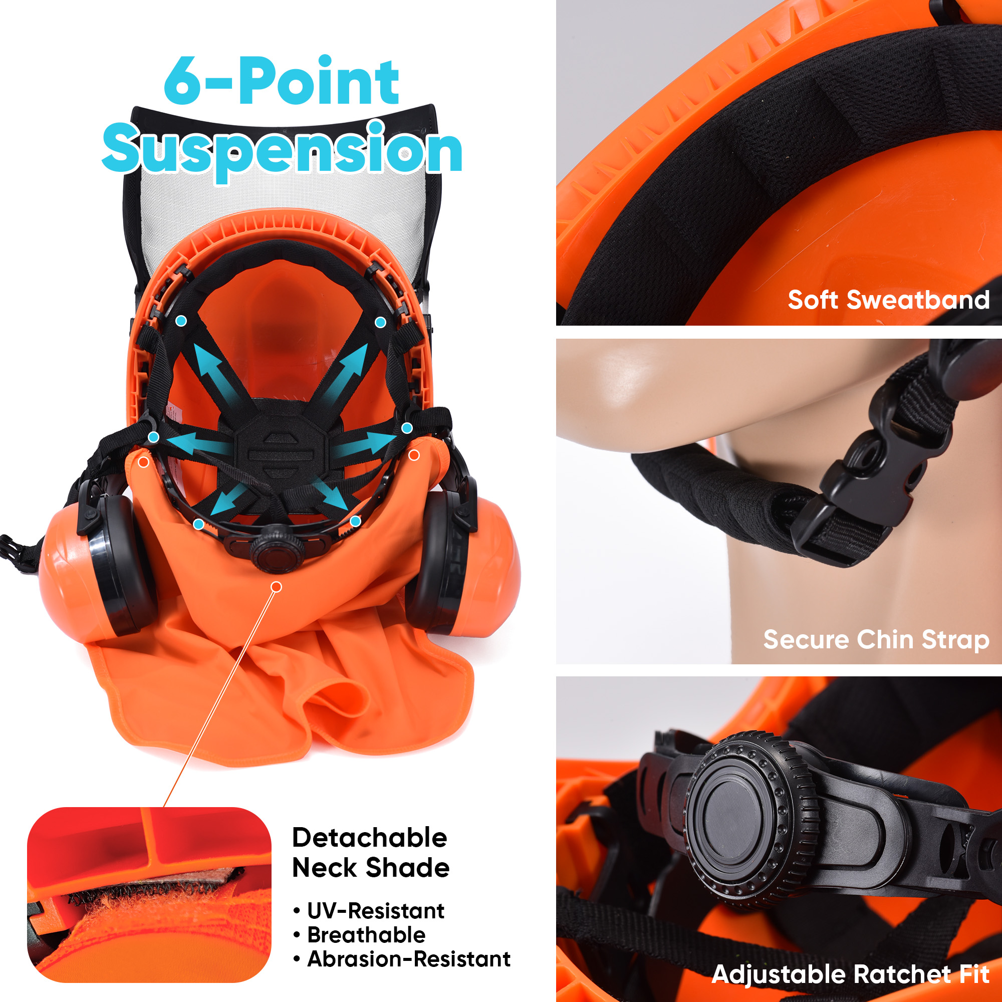 Casque de sécurité avec écran facial et protection auditive M-5017 Orange