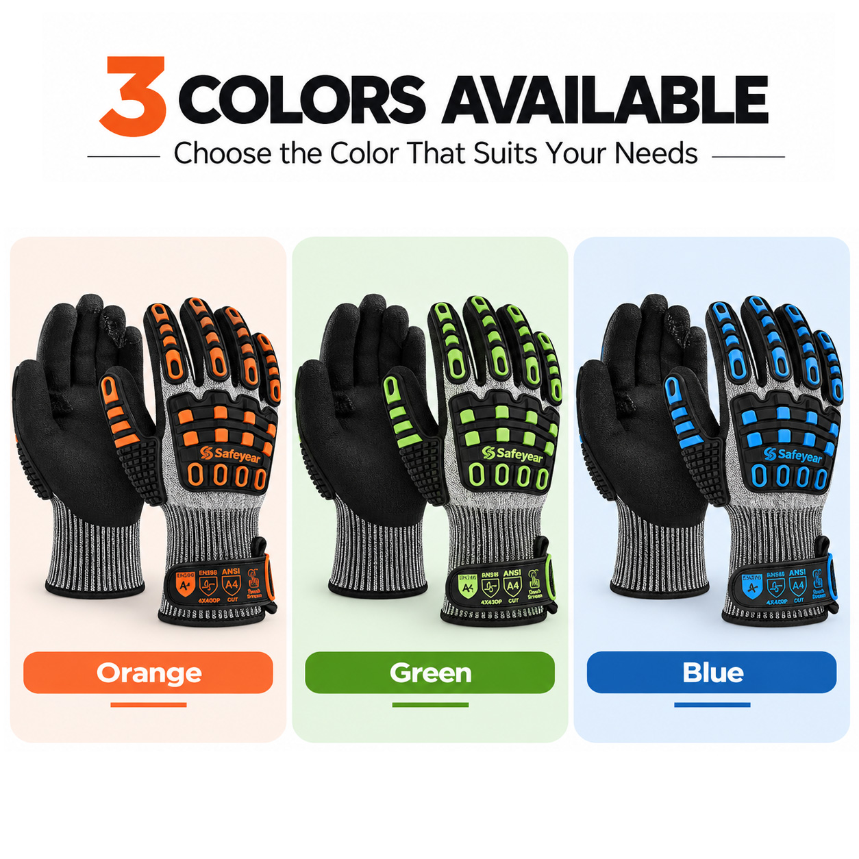 Gants de travail résistants aux coupures et aux chocs TPR9004