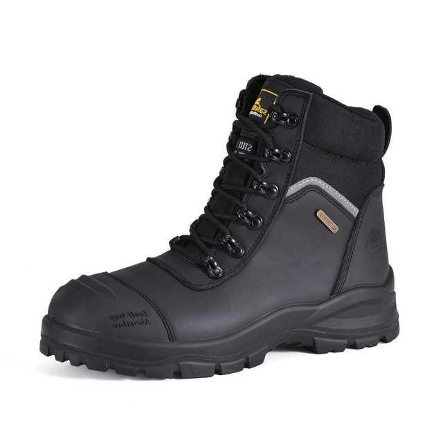 AS 2210.3 S3 Bottes de sécurité minière à embout en acier avec fermeture éclair | M-8577BK 