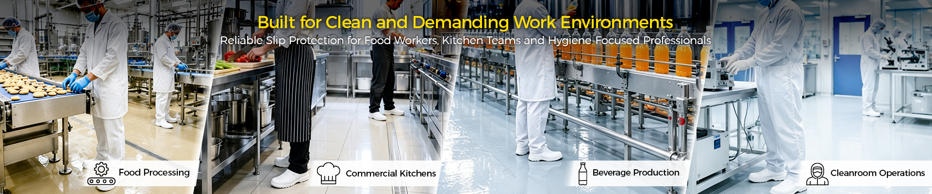 Chaussures de sécurité pour aliments et salles blanches pour les travailleurs de la transformation des aliments, les professionnels de la cuisine et les lieux de travail à hygiène contrôlée