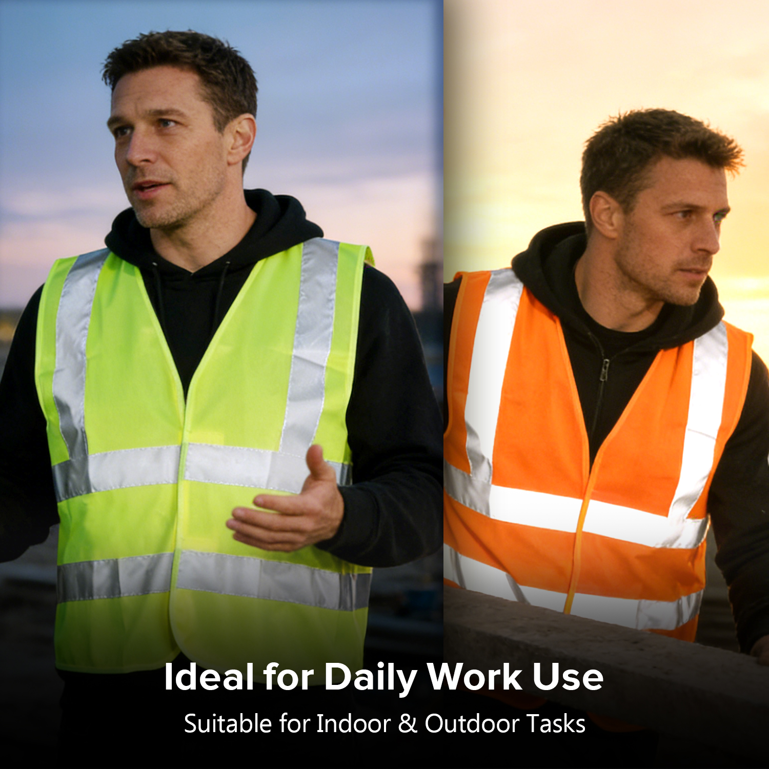 Gilet de sécurité réfléchissant haute visibilité jaune et orange | Gilet de travail léger EN ISO 20471