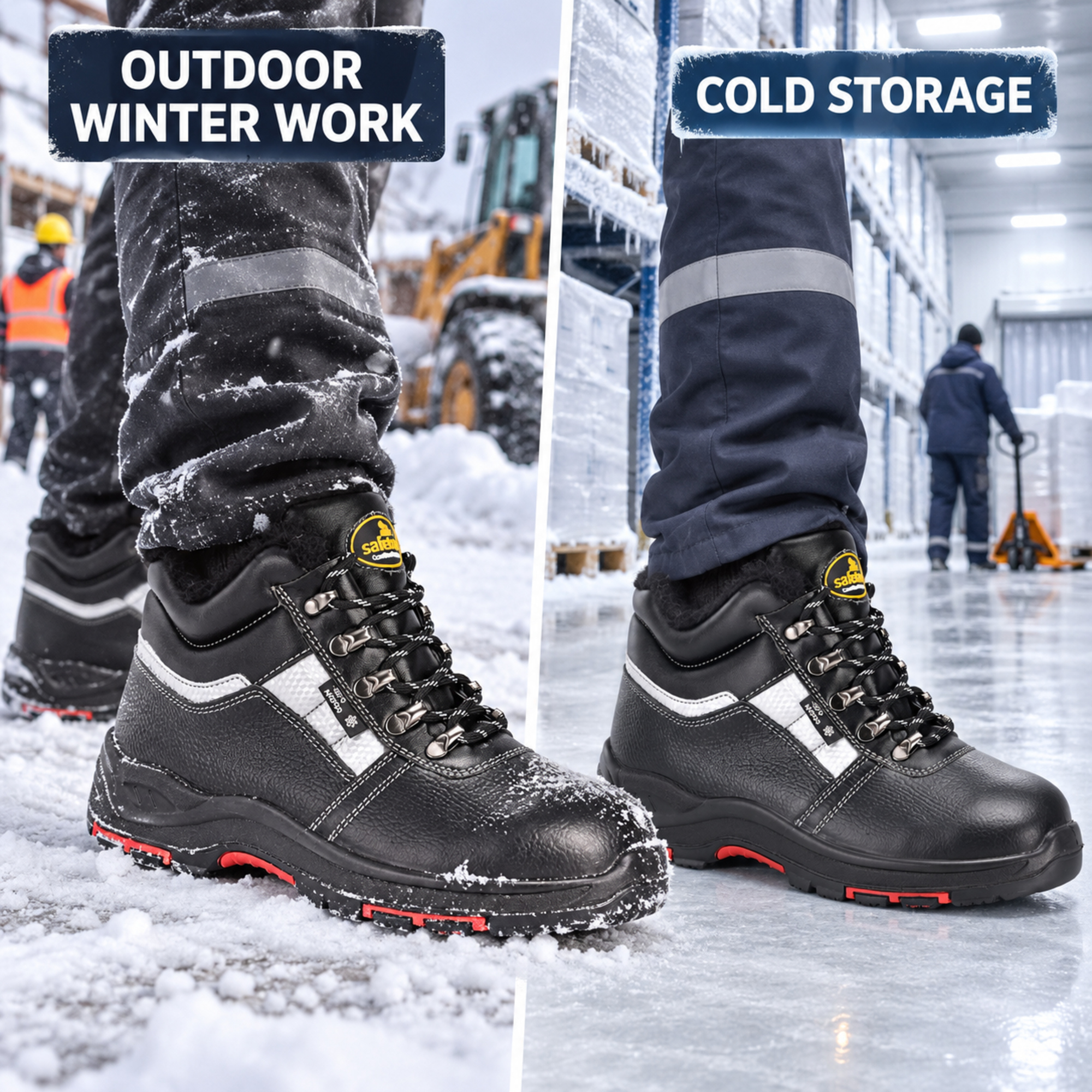 Bottes de sécurité d'hiver isolées avec doublure en laine chaude | Bouclier de glace M-8027