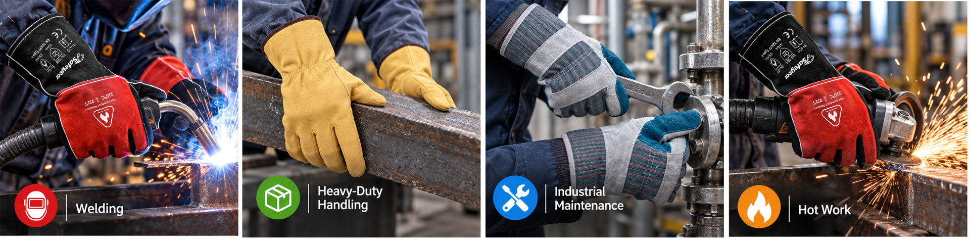 Gants de travail en cuir pour le soudage, le travail à chaud, la manutention lourde et la maintenance industrielle