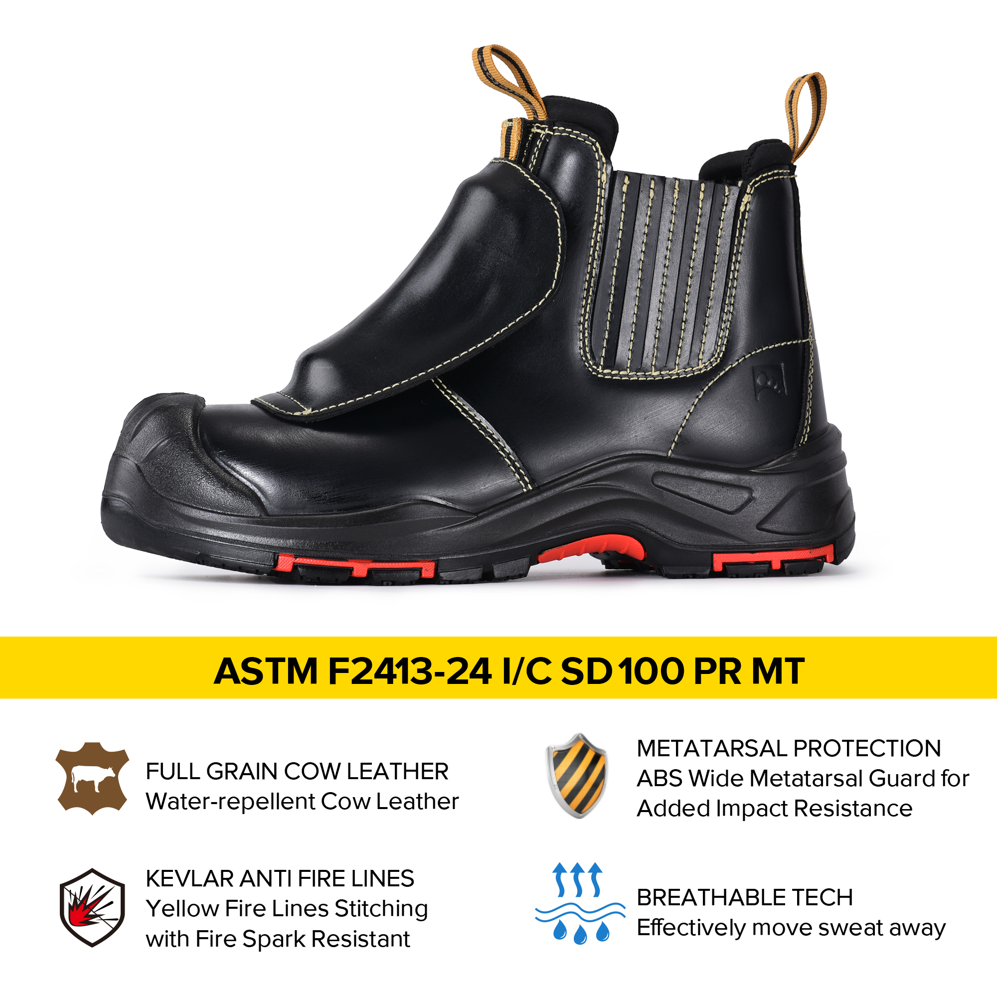 Bottes de travail de soudage Bottes de sécurité minières Sans métal | M-8025NBK MP