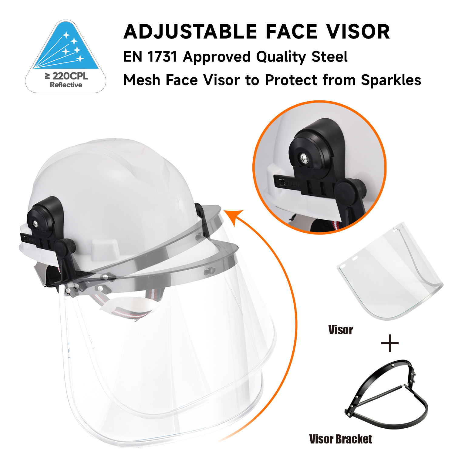 Casque de sécurité non ventilé avec visière pour écran facial