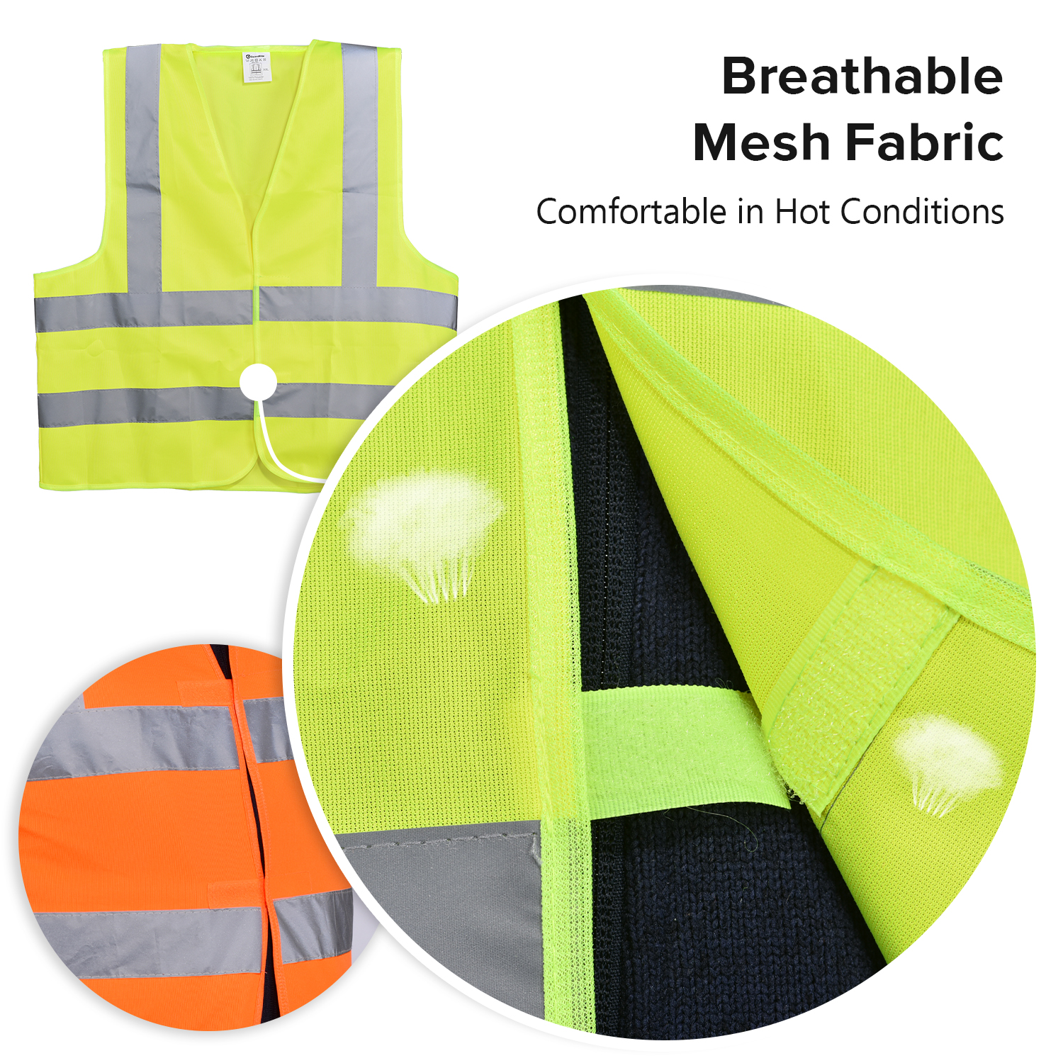 Gilet de sécurité réfléchissant haute visibilité jaune et orange | Gilet de travail léger EN ISO 20471