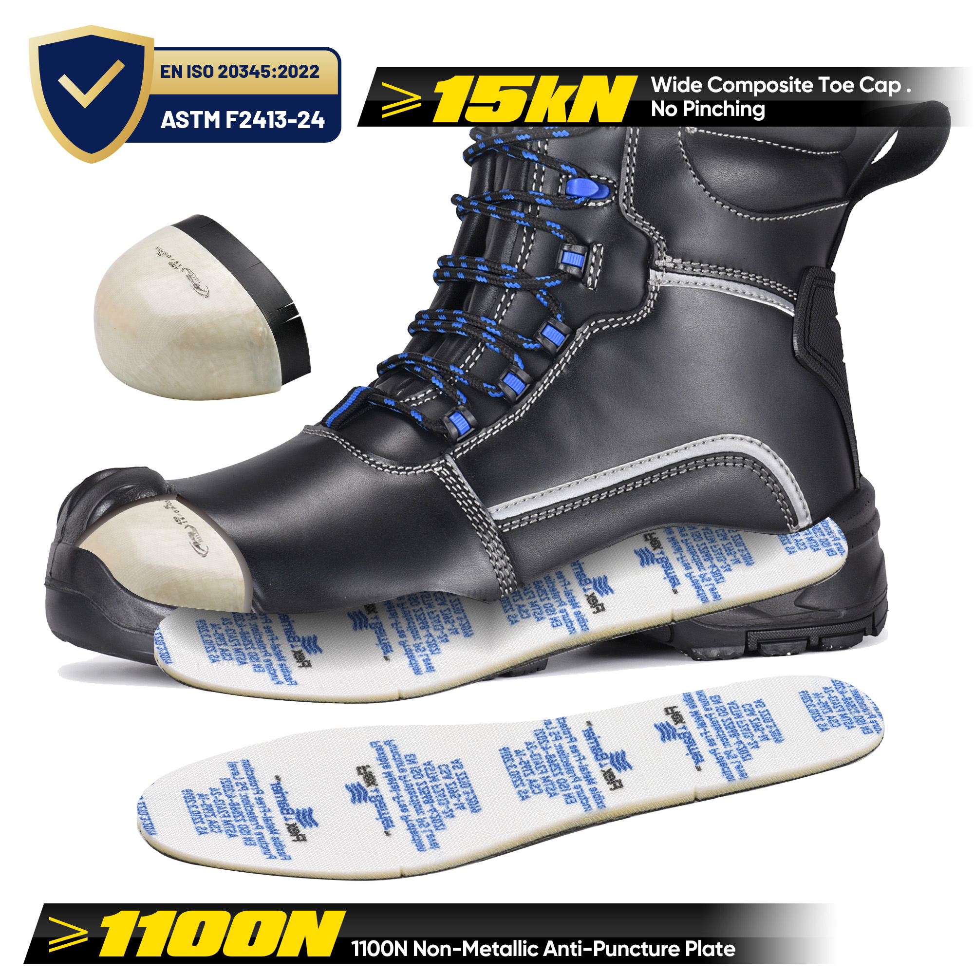 Bottes de travail d'hiver extrêmes imperméables Doublure en laine naturelle Semelle extérieure antidérapante Ice-Grip H-9550 IceShield Pro