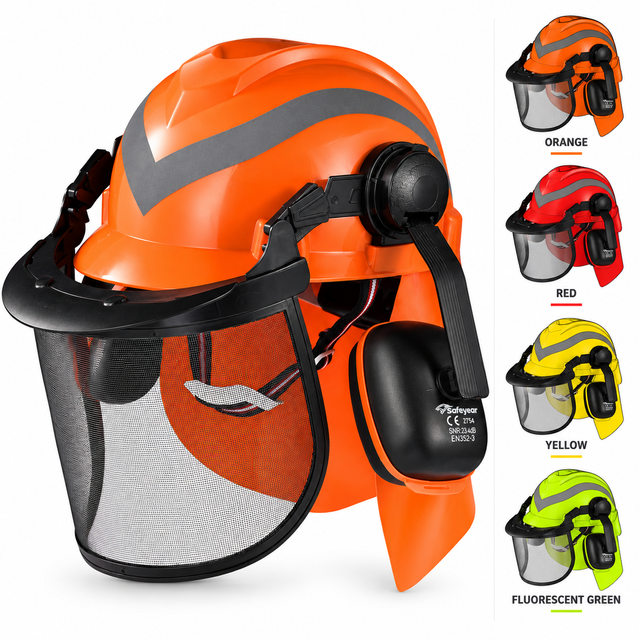 Casque forestier avec visière grillagée Safeyear M-5009