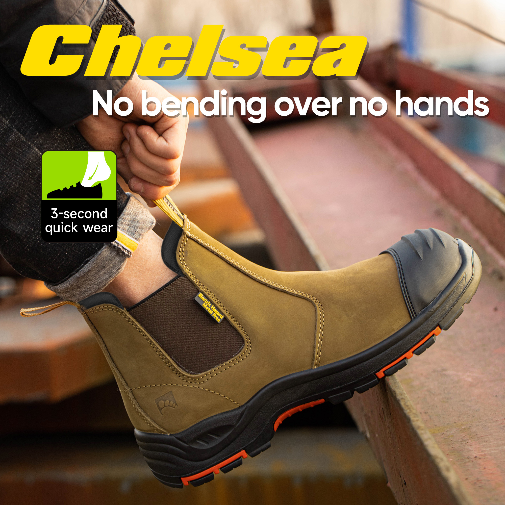 Bottes de sécurité Chelsea de qualité supérieure à enfiler avec embout composite et protection en Kevlar | M-8025NB