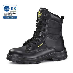 Bottes de travail de style tactique avec dessus en cuir et fermeture éclair latérale | H-9438OB