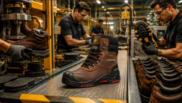 Processus de production de chaussures de sécurité