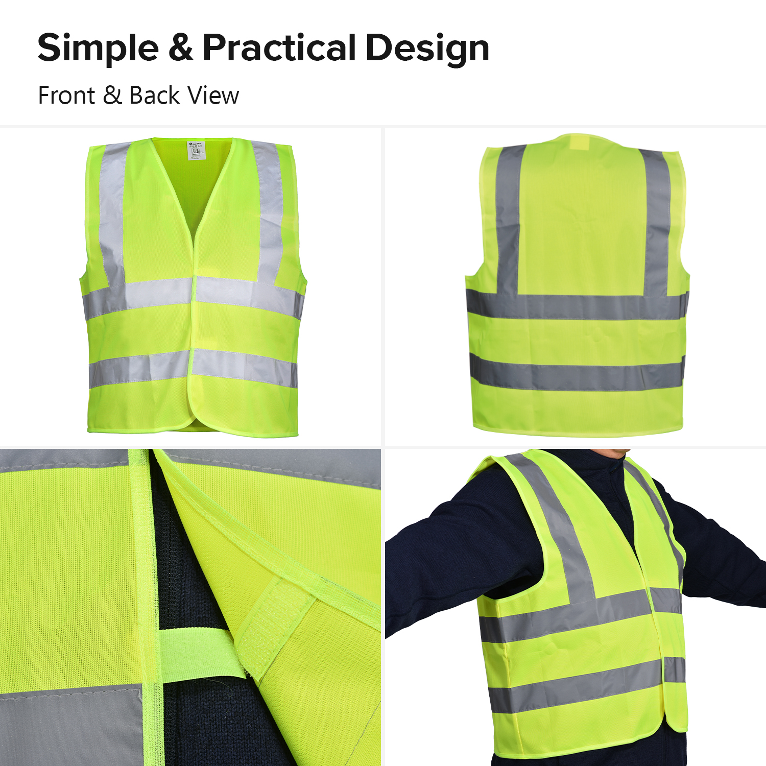 Gilet de sécurité réfléchissant haute visibilité jaune et orange | Gilet de travail léger EN ISO 20471