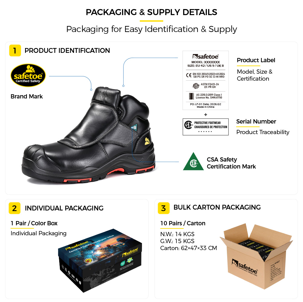 M-8387 Bottes de s&eacute;curit&eacute; pour soudeurs certifi&eacute;es CSA Emballage