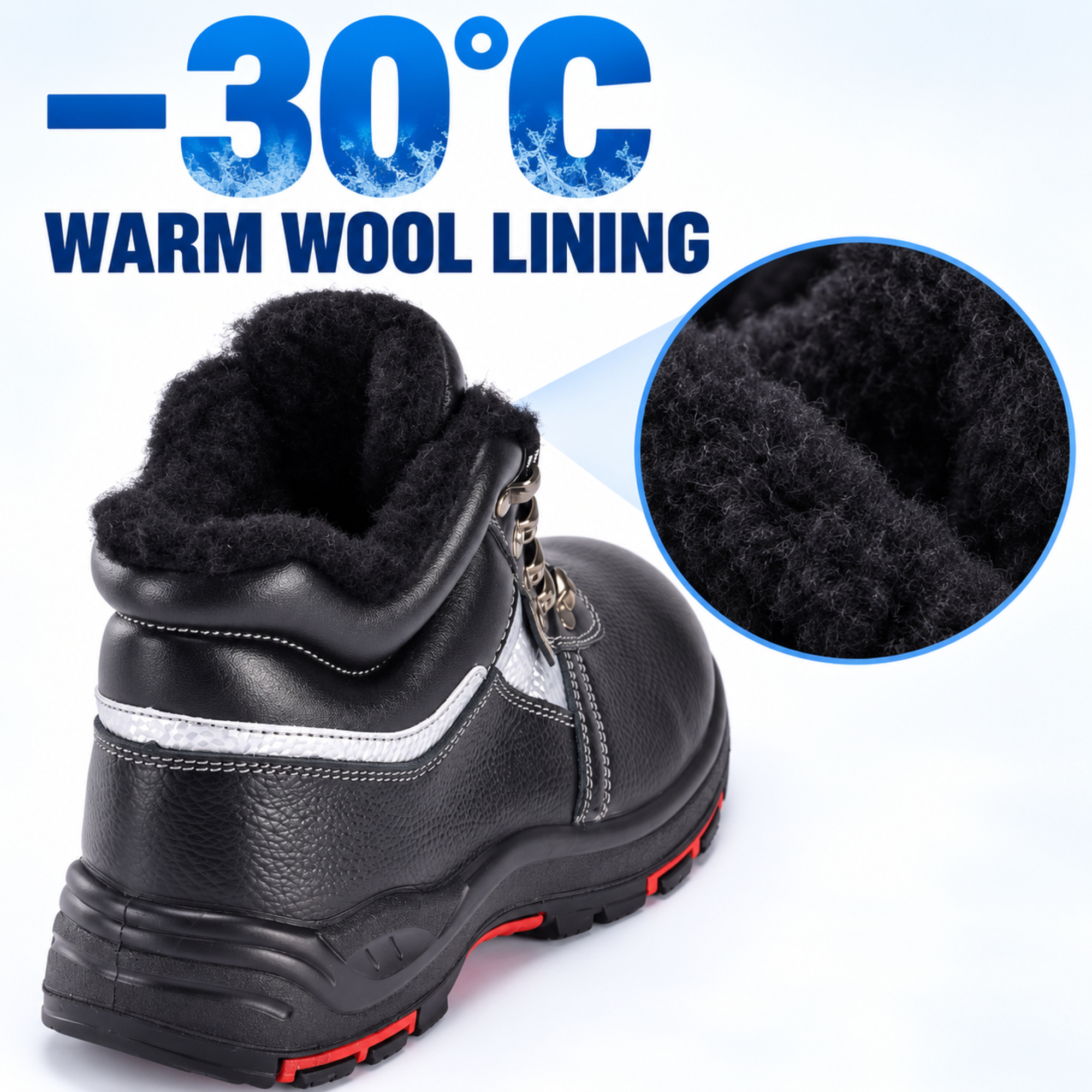 Bottes de sécurité d'hiver isolées avec doublure en laine chaude | Bouclier de glace M-8027
