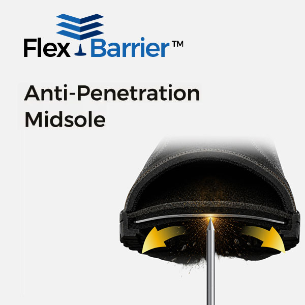 Semelle interm&eacute;diaire anti-p&eacute;n&eacute;tration en acier FlexBarrier pour une protection contre les objets pointus et le dessous des pieds