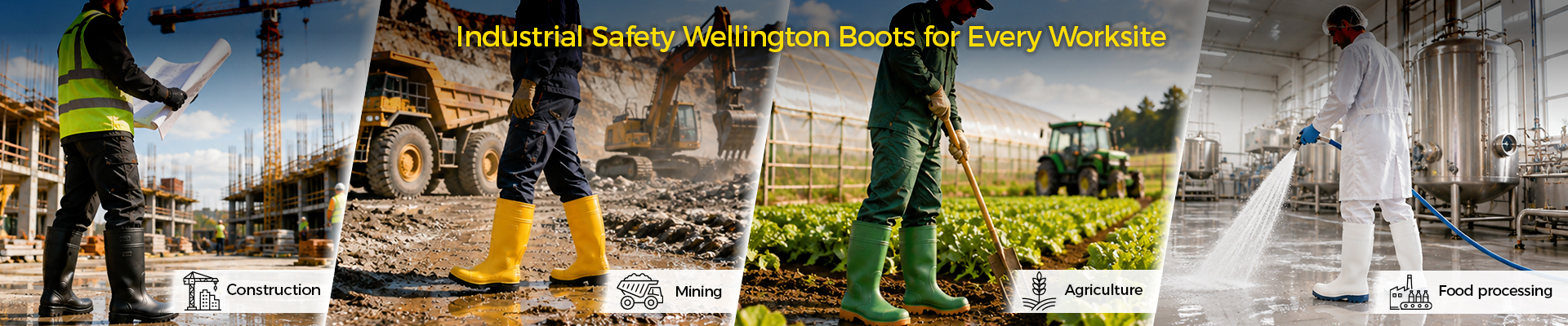 Bottes en caoutchouc de sécurité certifiées S5 avec protection des orteils et des perforations