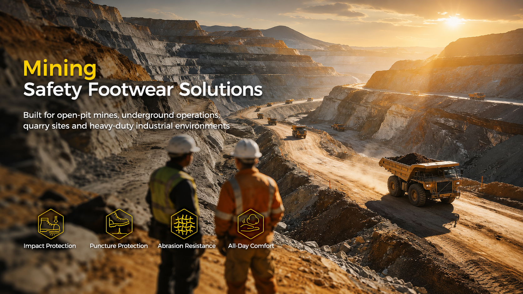 Solutions de chaussures de s&eacute;curit&eacute; mini&egrave;res pour les mines &agrave; ciel ouvert, les op&eacute;rations souterraines et les environnements industriels intensifs