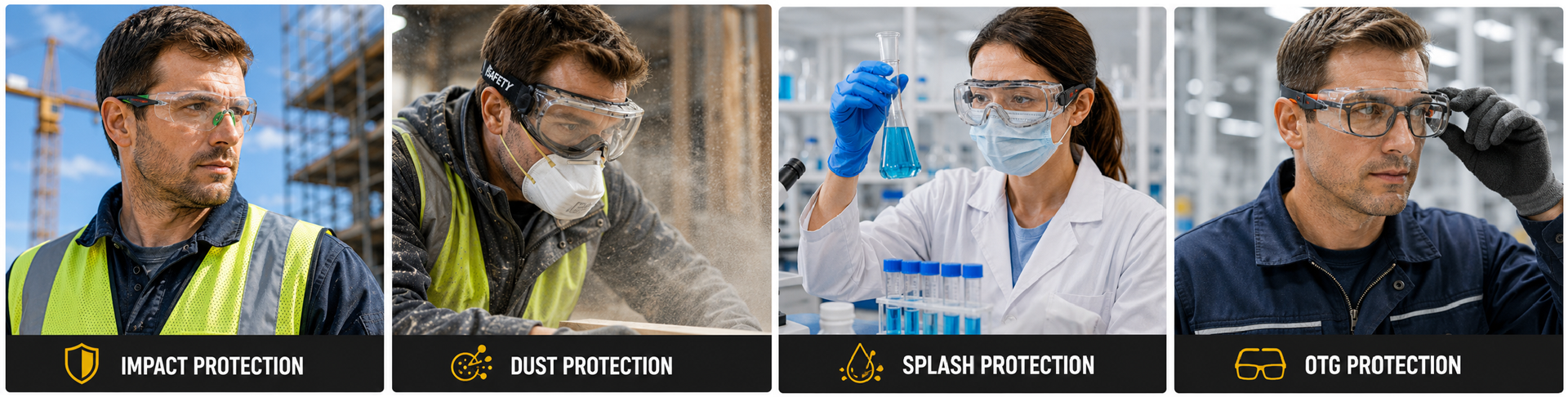 Lunettes de sécurité industrielles et lunettes de sécurité pour la protection des yeux sur le lieu de travail