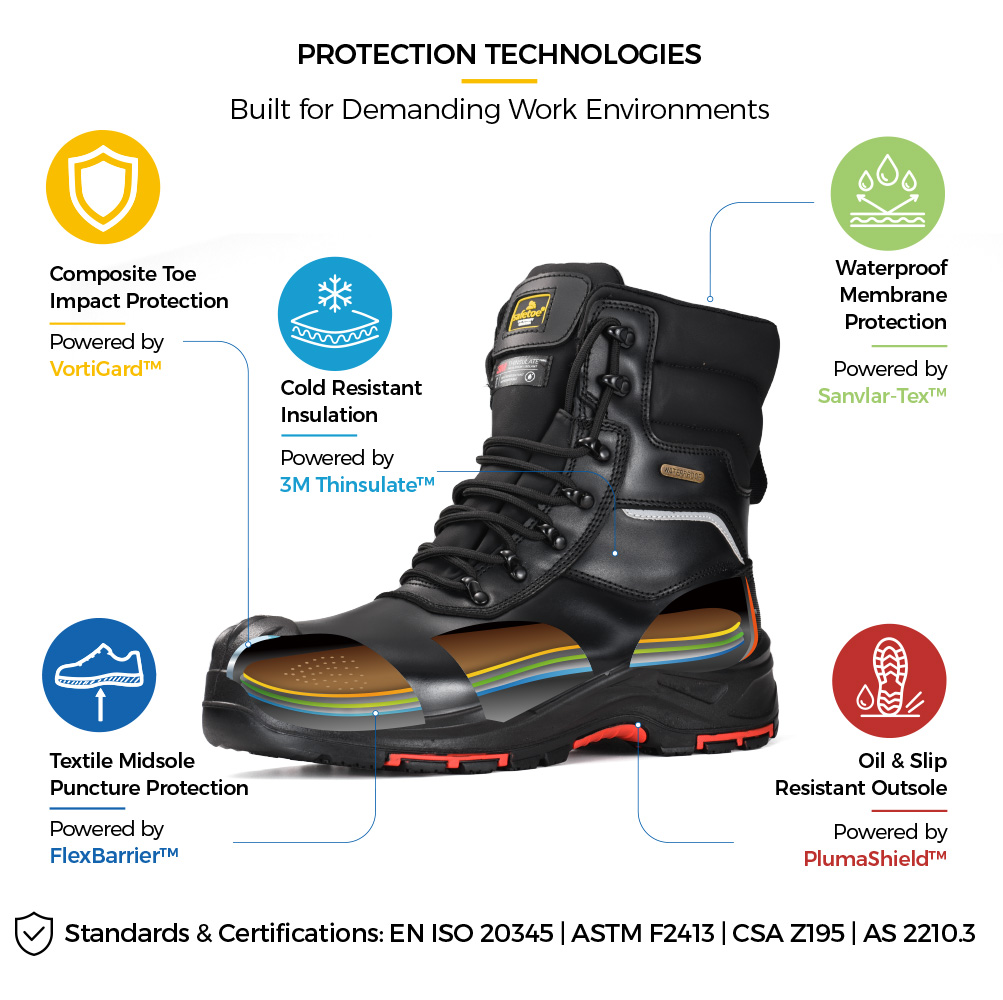 Bottes de travail isol&eacute;es imperm&eacute;ables H-9552BK avec embout composite et protection anti-crevaison non m&eacute;tallique