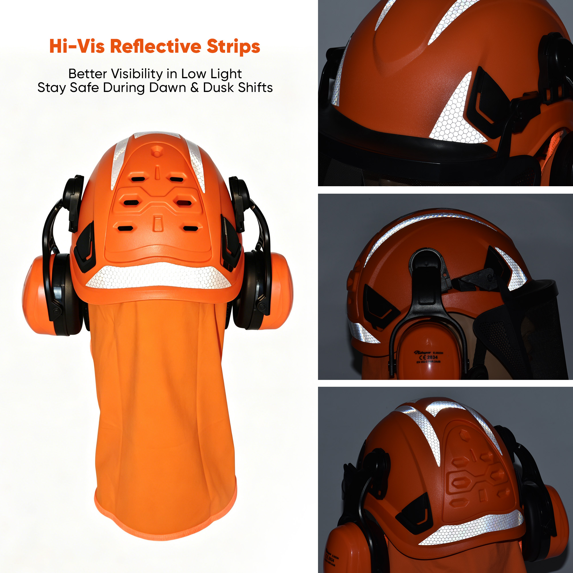 Casque de sécurité avec écran facial et protection auditive M-5017 Orange