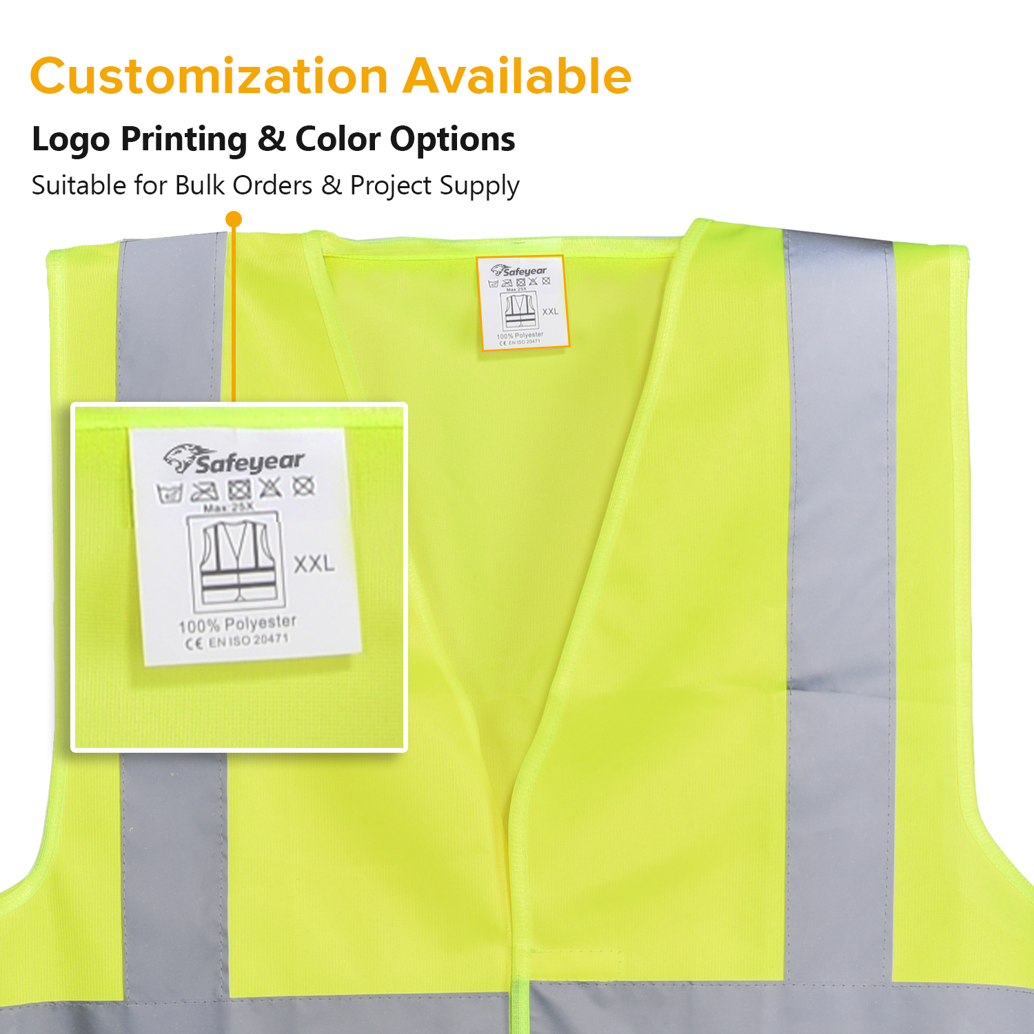 Gilet de sécurité réfléchissant haute visibilité jaune et orange | Gilet de travail léger EN ISO 20471