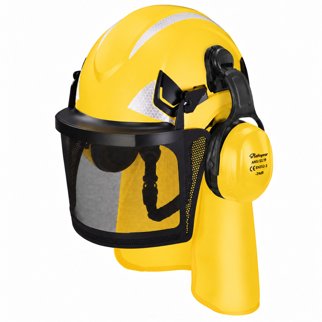 Casque de sécurité forestière avec visière en maille et cache-oreilles M-5017