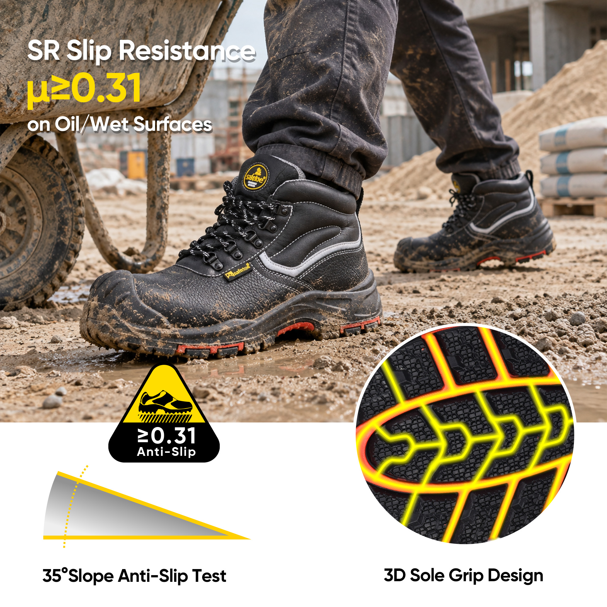Chaussures de sécurité pour la construction industrielle certifiées Black Cow M-8520PRST SiteShield Max