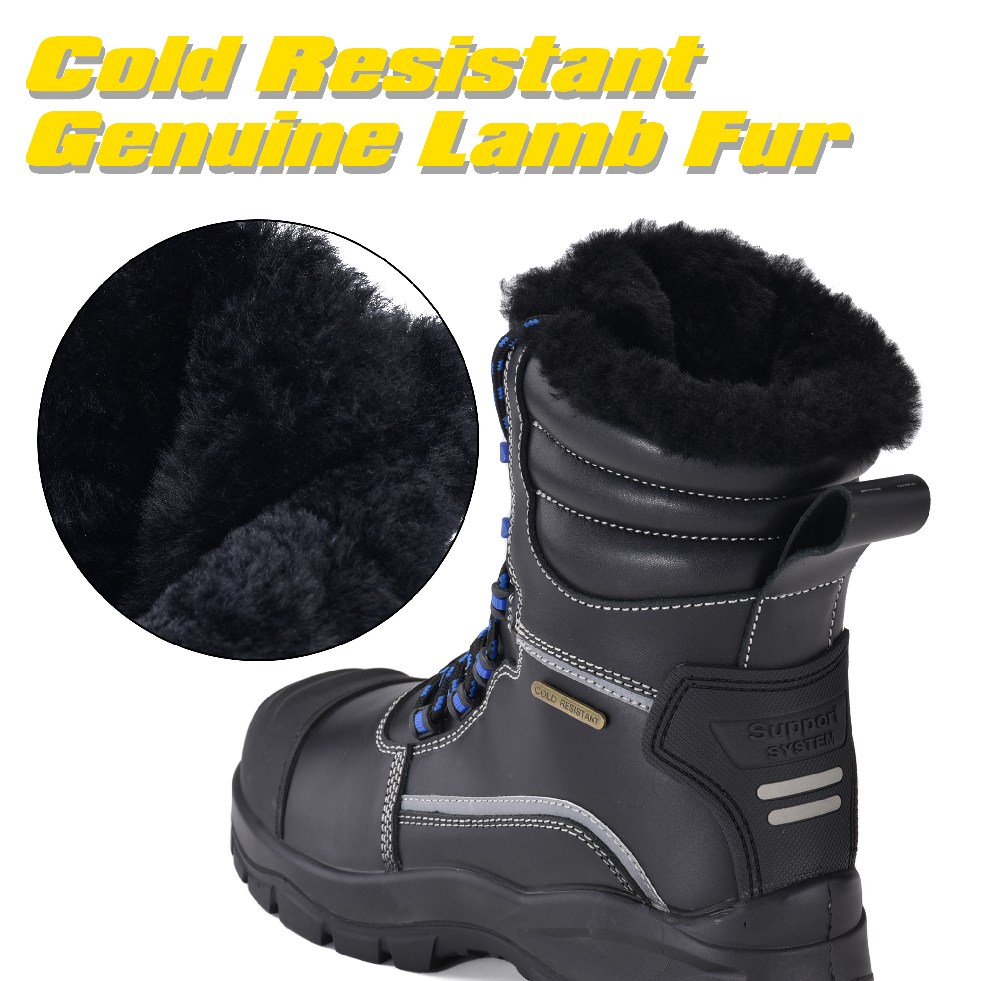 Bottes de travail d'hiver extrêmes imperméables Doublure en laine naturelle Semelle extérieure antidérapante Ice-Grip H-9550 IceShield Pro