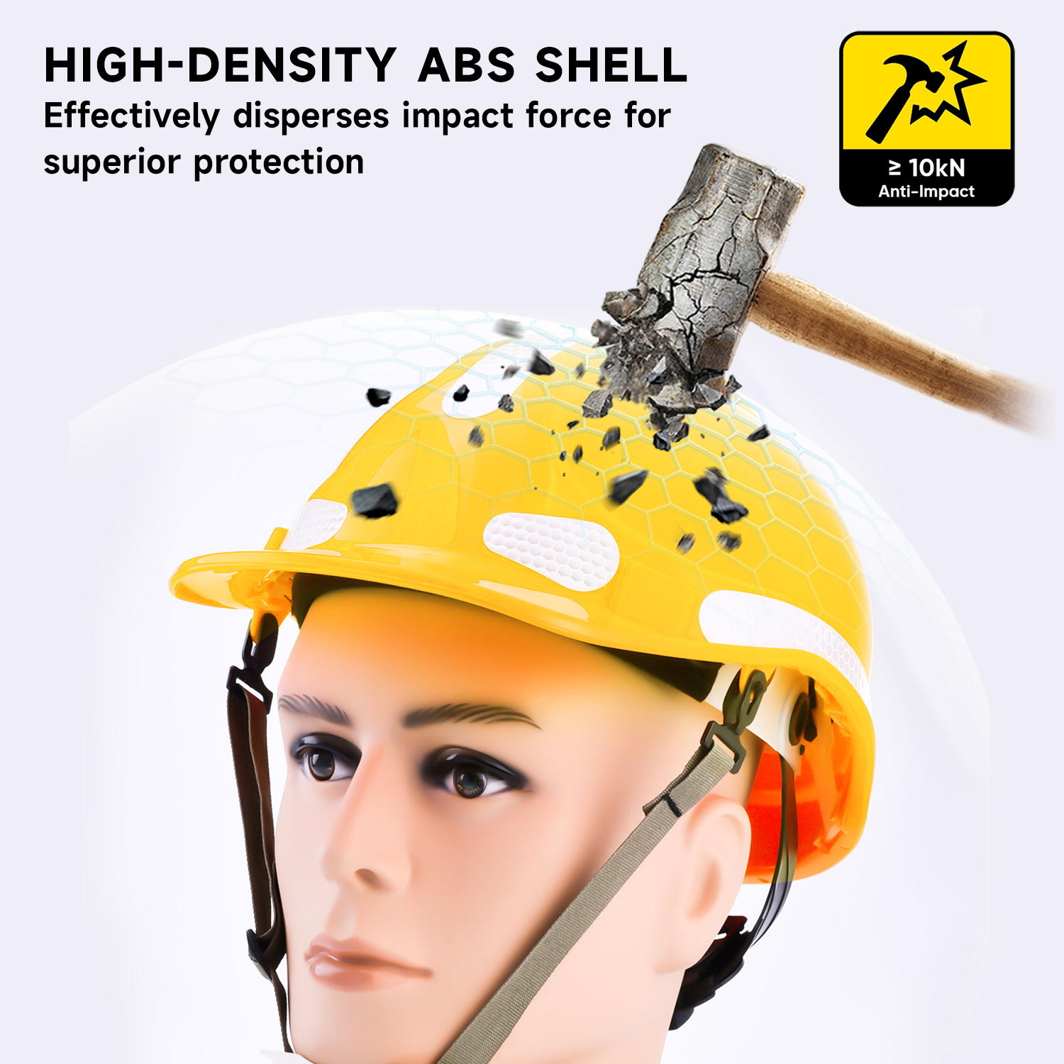 Casque de sécurité ventilé haute visibilité avec bandes réfléchissantes