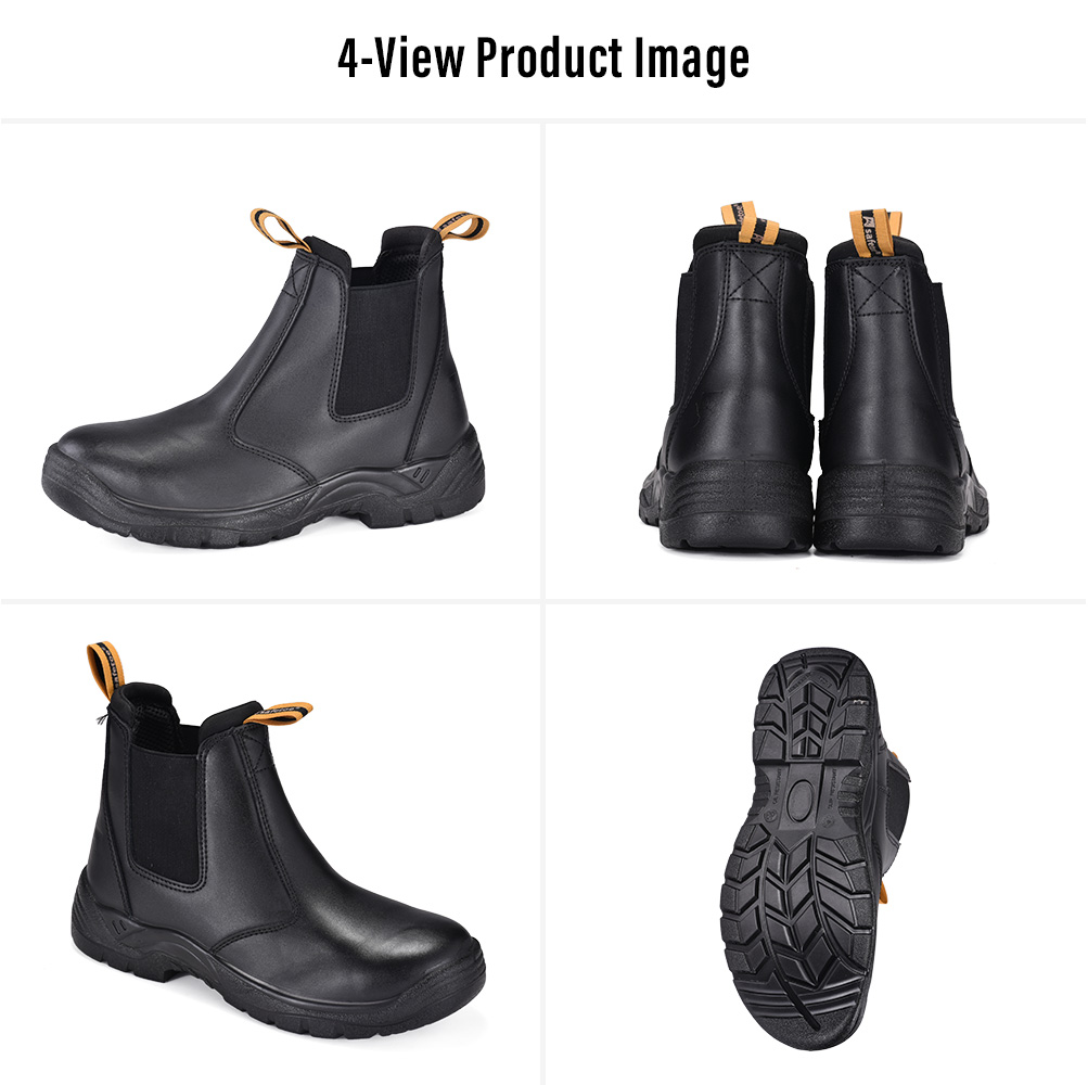 Bottes de travail de s&eacute;curit&eacute; &agrave; enfiler M-8025 SiteShield Pro noires &agrave; embout en acier multi-vues Bottes 