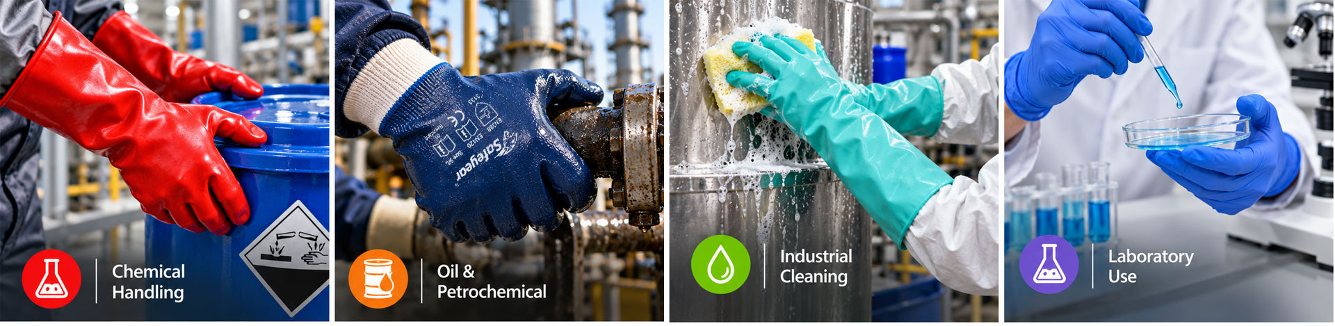 Gants résistants aux produits chimiques et à l'huile pour la manipulation de produits chimiques, les travaux pétrochimiques, le nettoyage industriel et l'utilisation en laboratoire