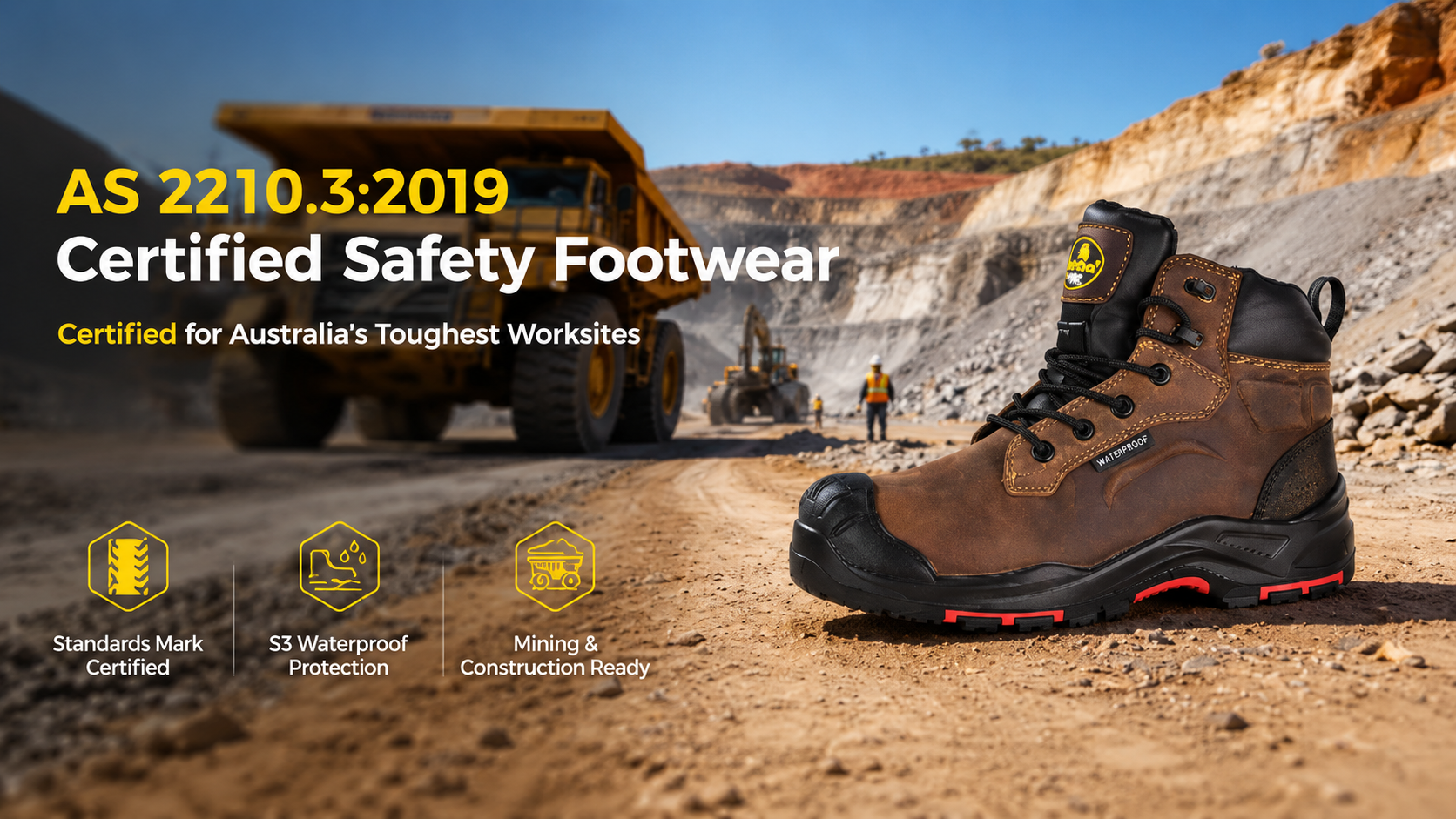 Chaussures de s&eacute;curit&eacute; imperm&eacute;ables certifi&eacute;es AS 2210.3&nbsp;: 2019 pour les chantiers miniers et de construction australiens